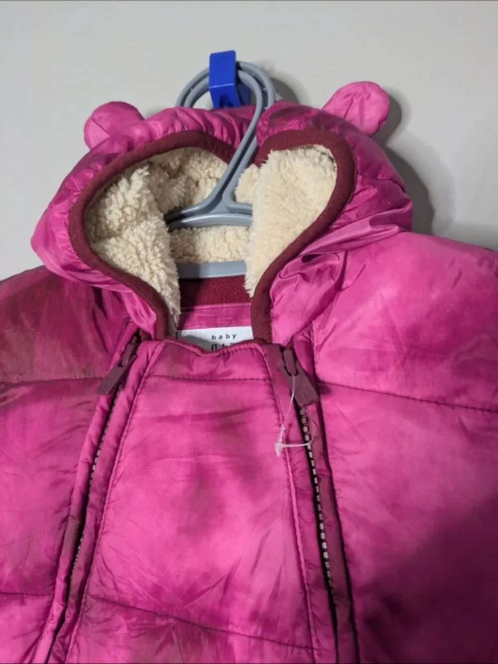 NWOT Baby Gap Primaloft Puffer Snowsuit Happy Pink 6-12m Warmest Hooded Zip - Picture 4 of 10